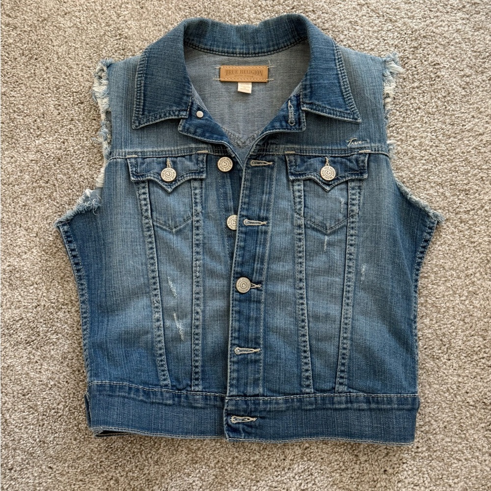 True Religion Distressed Denim Vest